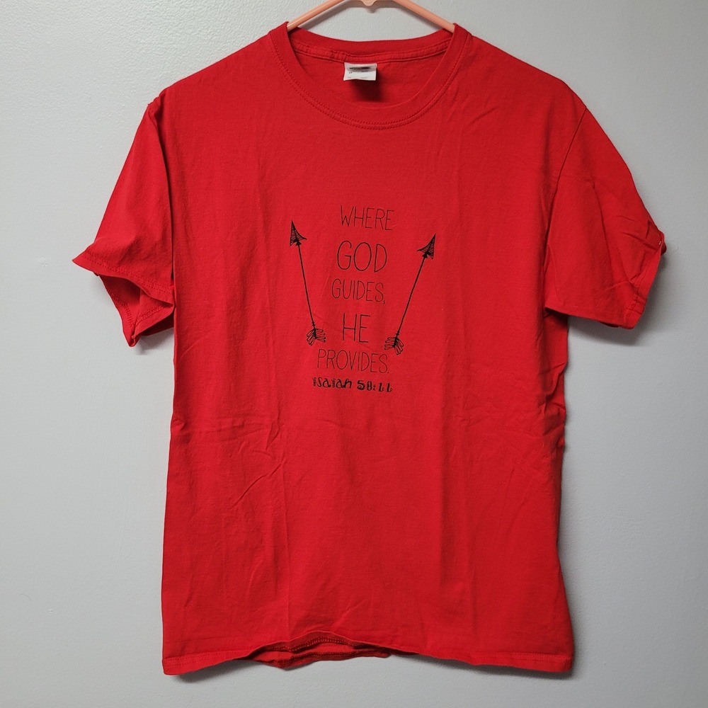 Fruit of the Loom Religious Red‎ Isaiah 58:11 Graphic T-Shirt Mens Medium